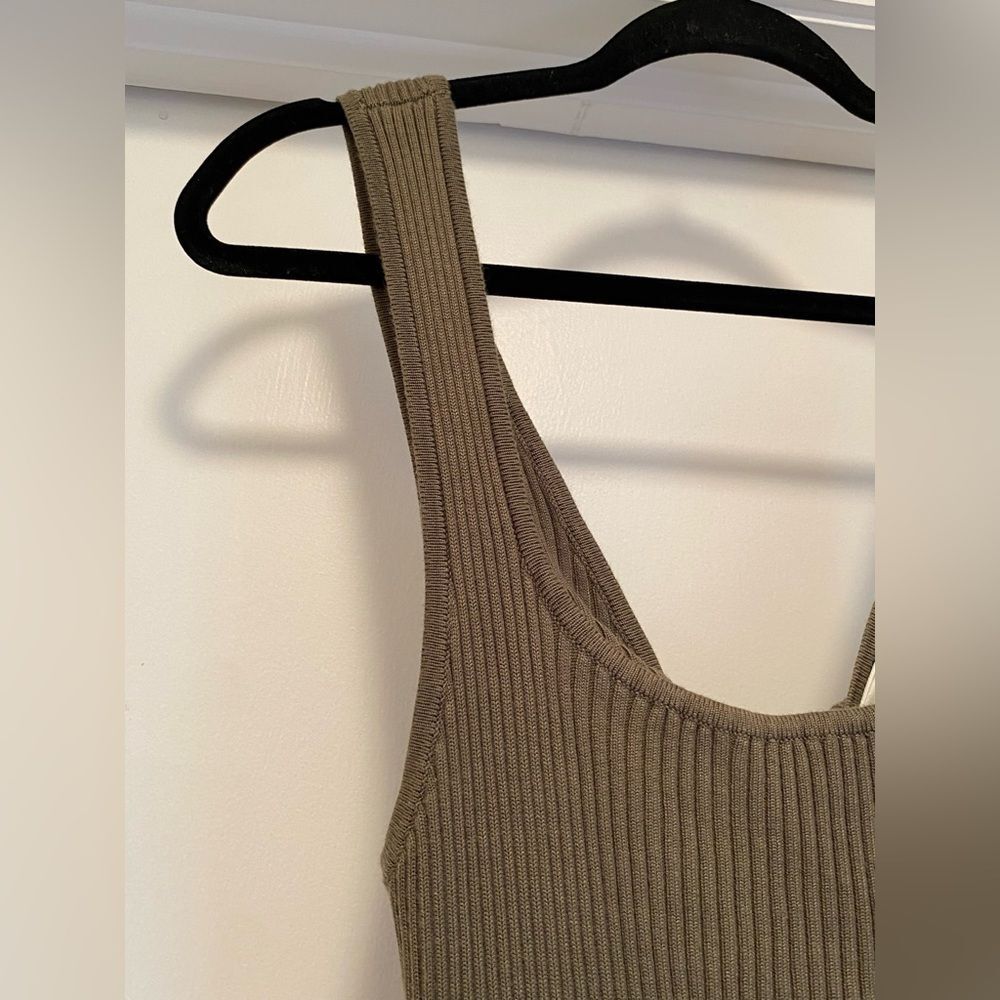 Abercrombie & Fitch Ribbed Bodycon reversible tank Dress Size Medium Olive Green - Picture 5 of 9